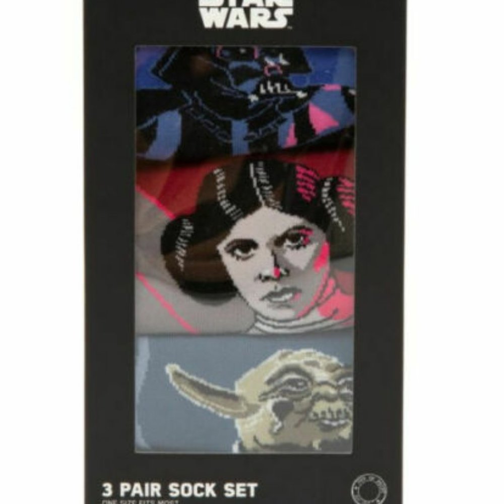 Star Wars Socks Yoda Princess Leia Darth Vader 3 Pairs